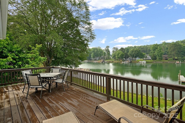 deck with a water view