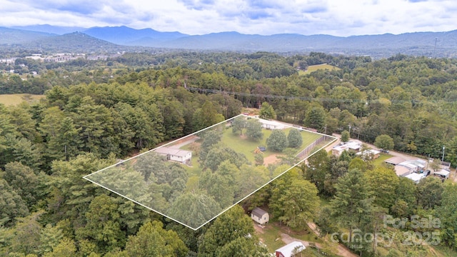 aerial view with a mountain view