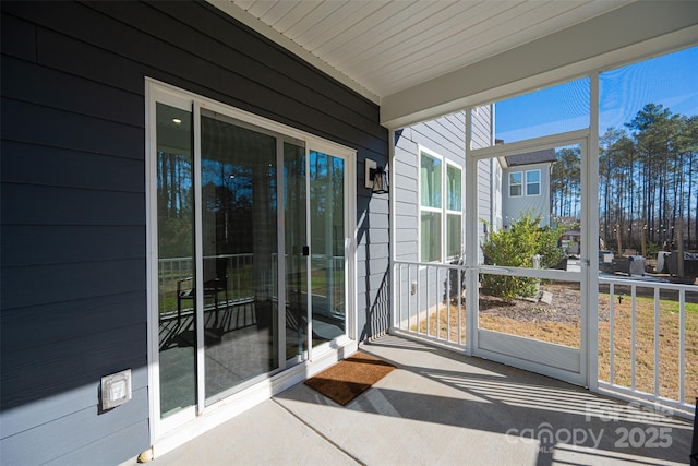 view of unfurnished sunroom