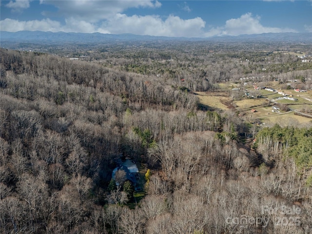 birds eye view of property featuring a mountain view