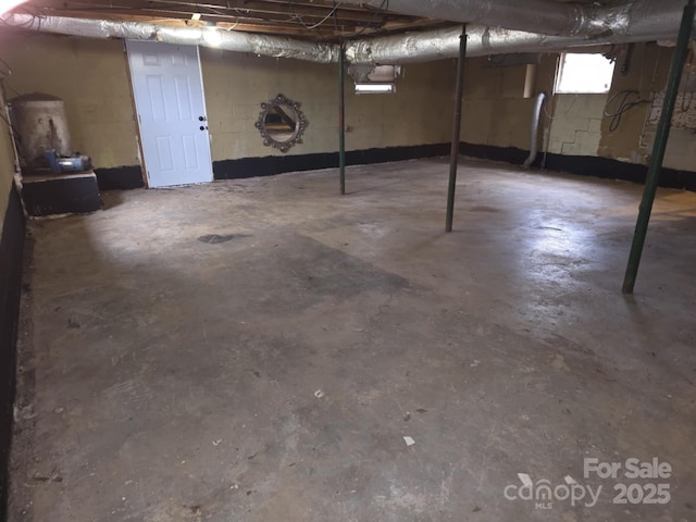 basement with water heater