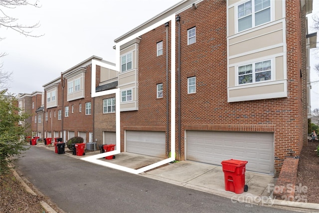 exterior space with a garage