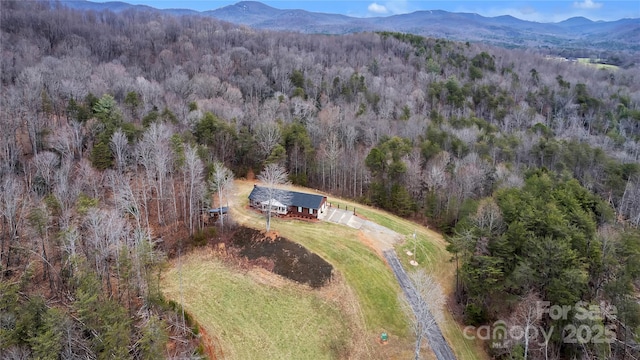 birds eye view of property with a mountain view