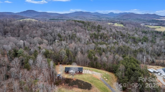 bird's eye view with a mountain view