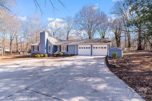 single story home featuring a garage