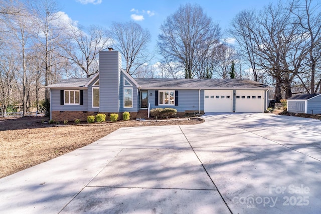 ranch-style home with a garage