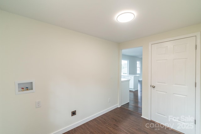 interior space with dark wood-type flooring