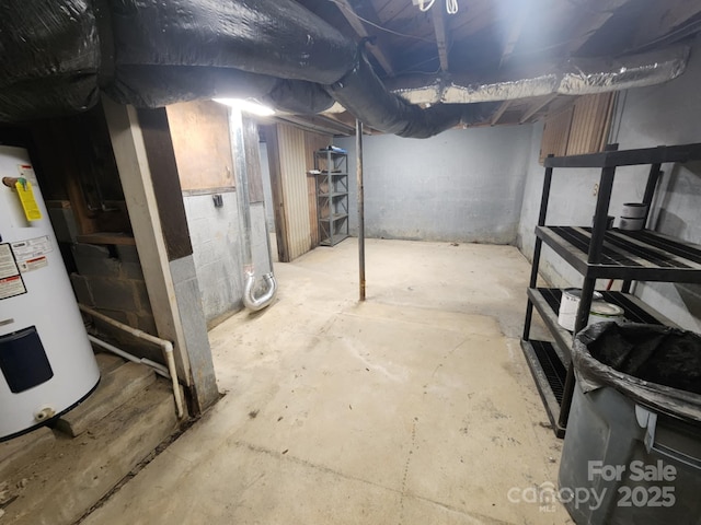 basement with water heater