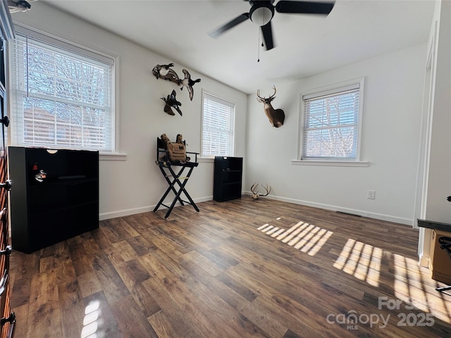 813 S Zion St, Landis, NC 28088 - unfurnished bedroom featuring wood finished floors and a ceiling fan