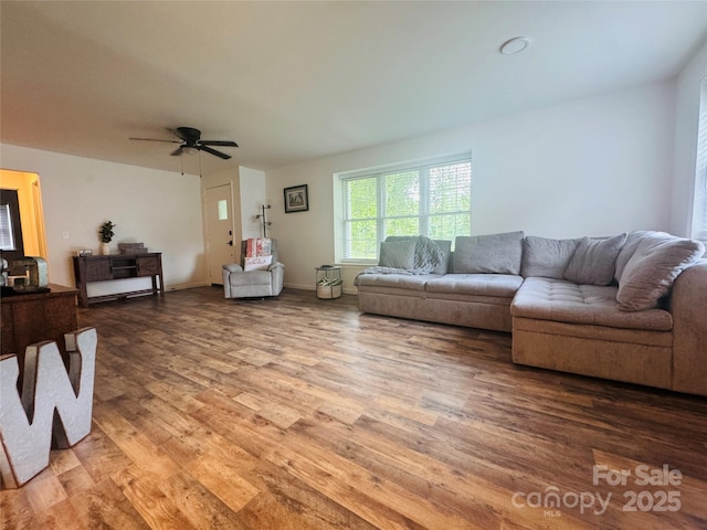 813 S Zion St, Landis, NC 28088 - living area featuring light wood finished floors and ceiling fan