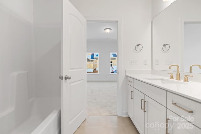 bathroom featuring vanity and tile patterned flooring