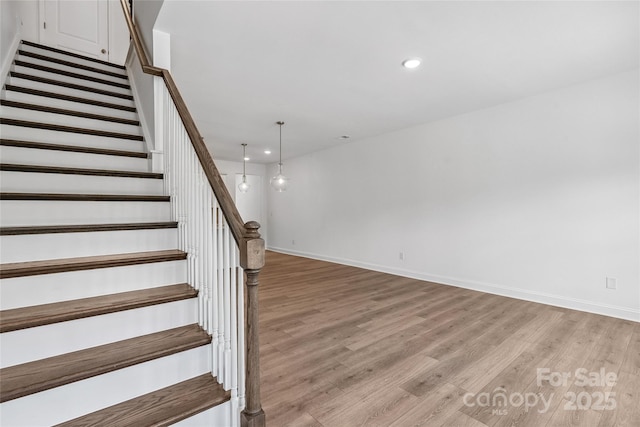 143 Cherry Springs Ln Unit 13-C, Asheville, NC 28804 - stairway featuring wood finished floors and recessed lighting