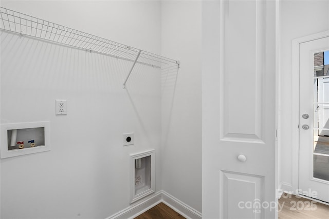 143 Cherry Springs Ln Unit 13-C, Asheville, NC 28804 - washroom with electric dryer hookup, washer hookup, and wood finished floors