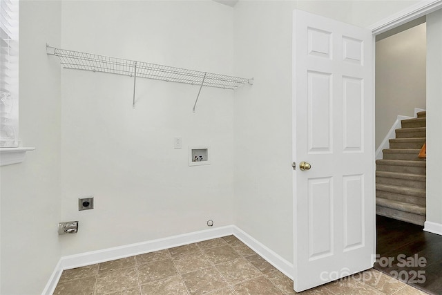 laundry area featuring hookup for an electric dryer and hookup for a washing machine