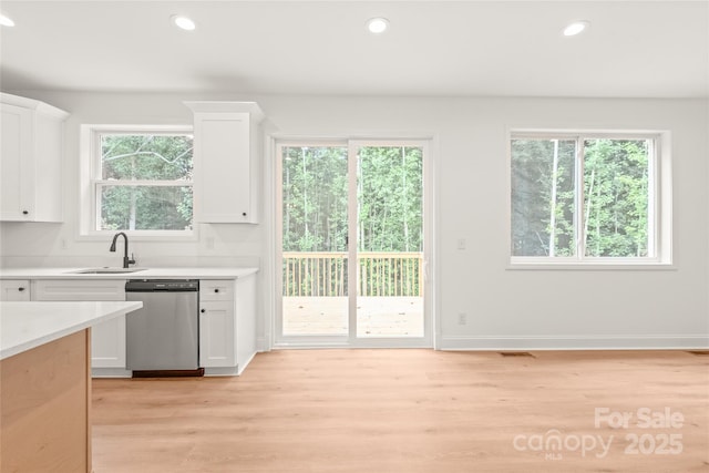 kitchen featuring sink, white cabinets, and stainless steel dishwasher