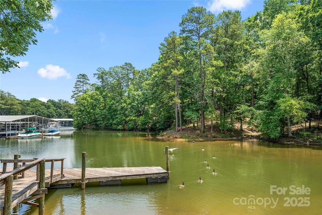 view of dock featuring a water view