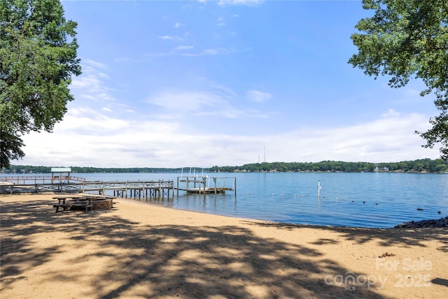 dock area featuring a water view