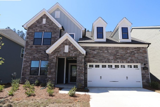 1136 Yellow Springs Dr, Huntersville, NC 28078 - craftsman inspired home featuring concrete driveway, stone siding, and board and batten siding