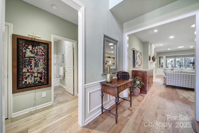 hall featuring light hardwood / wood-style floors