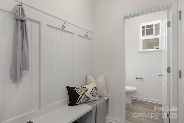 mudroom featuring light hardwood / wood-style floors