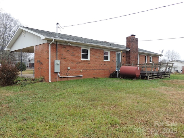 rear view of house with a lawn