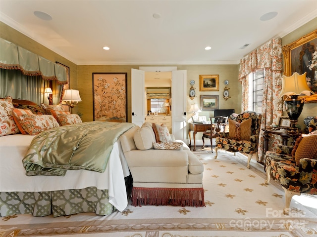 bedroom featuring ornamental molding