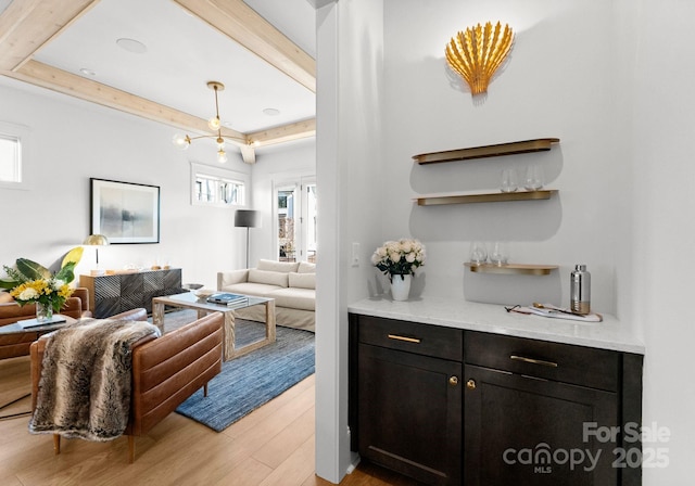 living room with light hardwood / wood-style floors