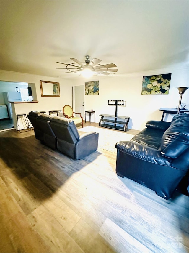 living room with hardwood / wood-style flooring