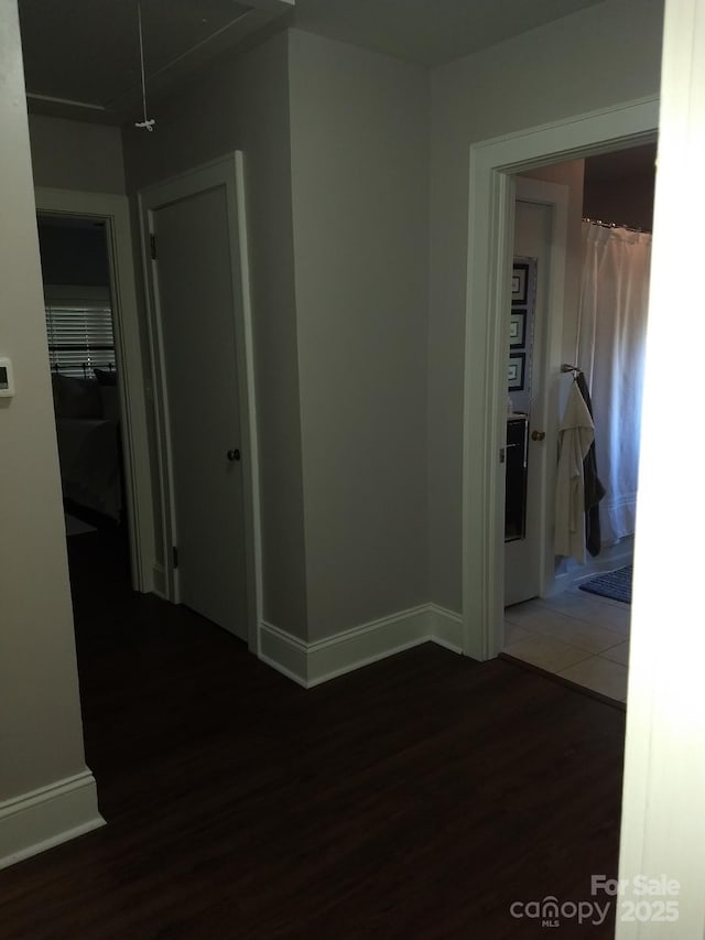 hall featuring dark hardwood / wood-style flooring