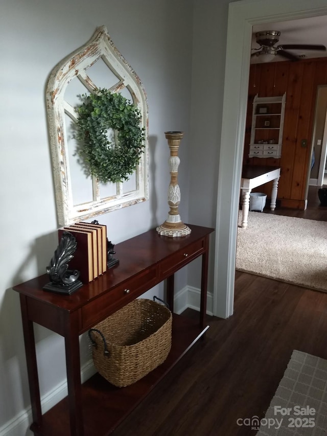 interior space with dark hardwood / wood-style flooring