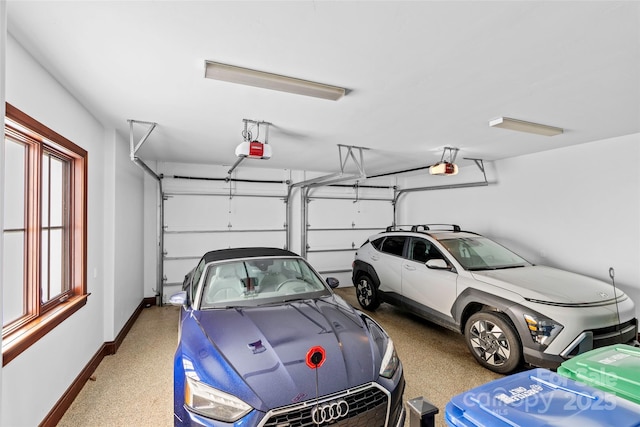 garage with a garage door opener