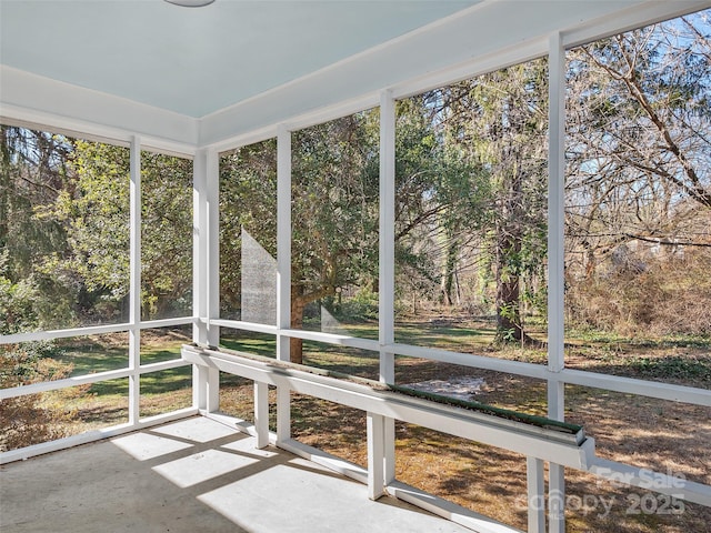 view of unfurnished sunroom