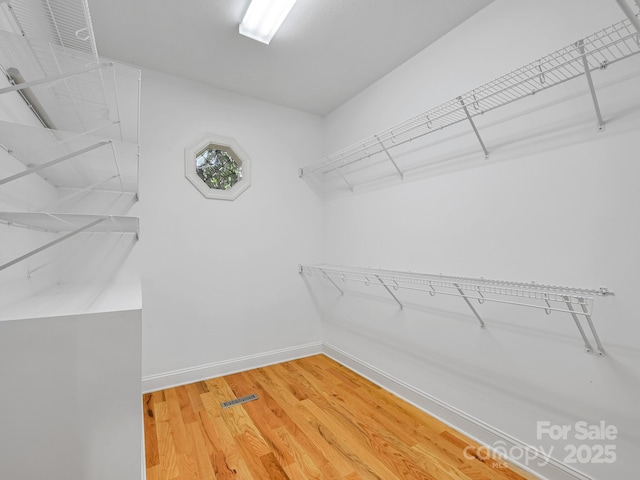 walk in closet featuring hardwood / wood-style floors