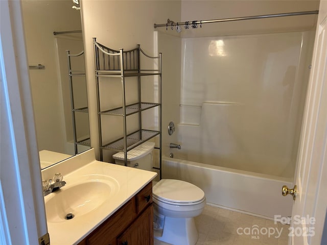 full bathroom featuring vanity, toilet, and shower / tub combination