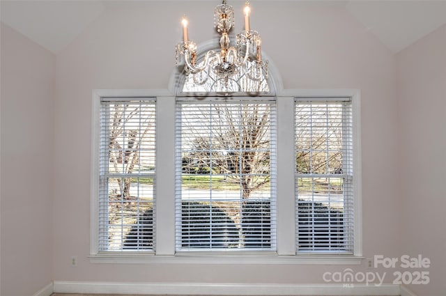 interior details with an inviting chandelier