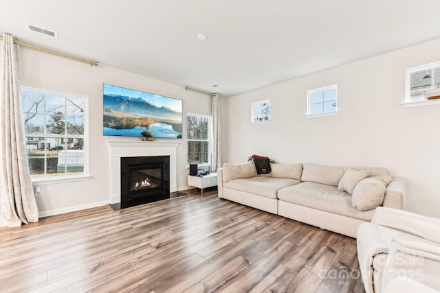 living room featuring light hardwood / wood-style flooring