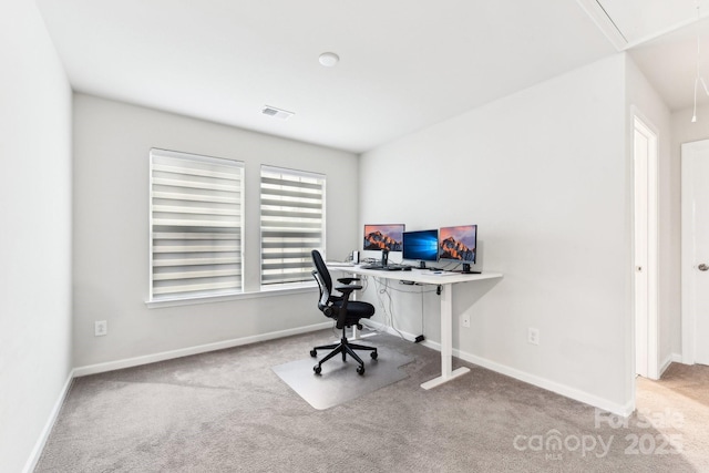 office space with carpet flooring