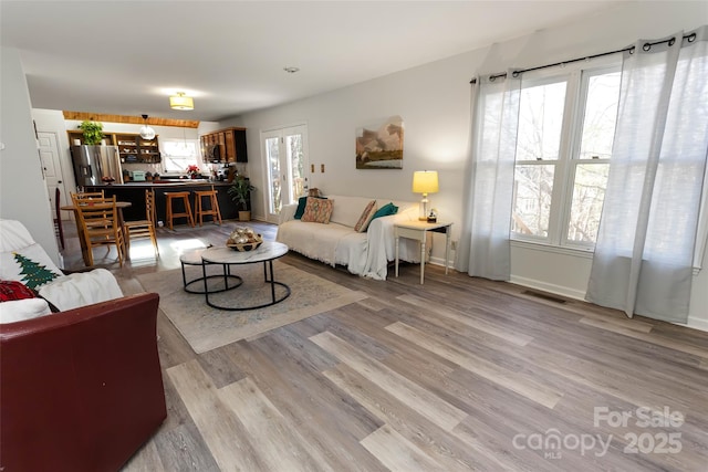 living room featuring light hardwood / wood-style floors