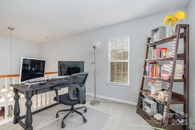 view of carpeted office space