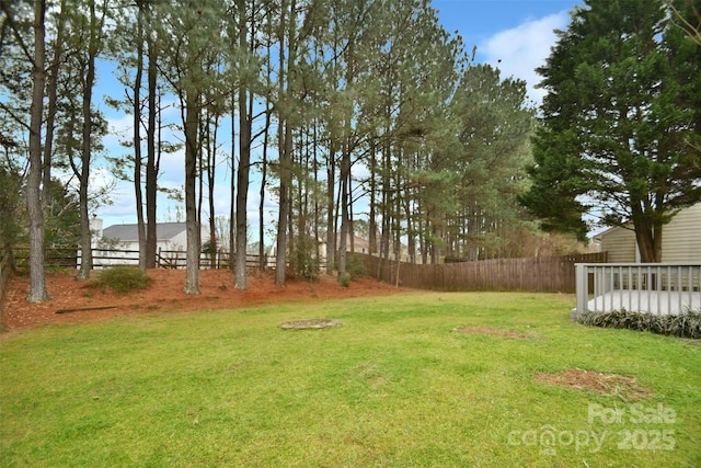 view of yard featuring fence