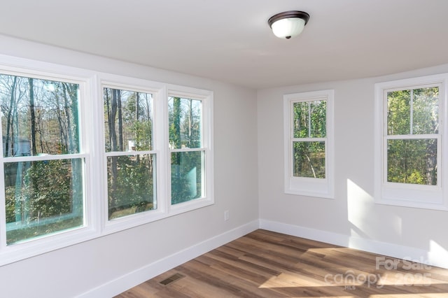 empty room with hardwood / wood-style flooring