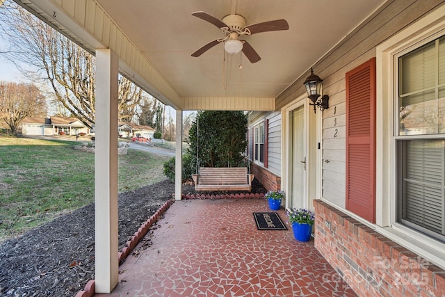 view of patio with ceiling fan