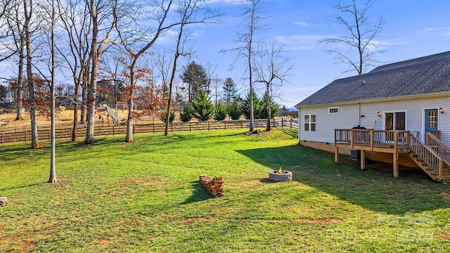 view of yard with a deck