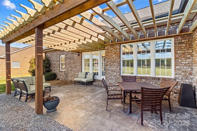 view of patio / terrace featuring a pergola