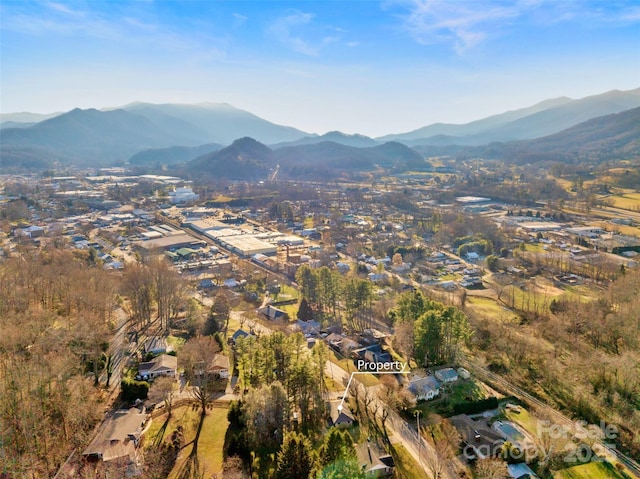 aerial view featuring a mountain view