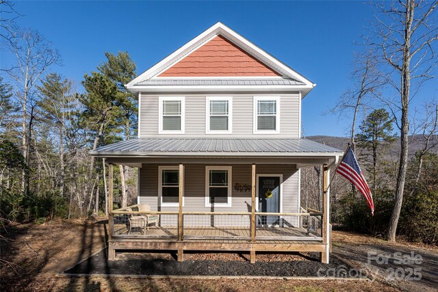7 Pineview Rd, Fairview, NC 28730 - view of front facade featuring covered porch and metal roof