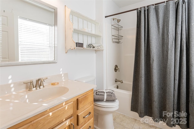 7 Pineview Rd, Fairview, NC 28730 - full bath featuring toilet, shower / bath combo, vanity, and tile patterned floors