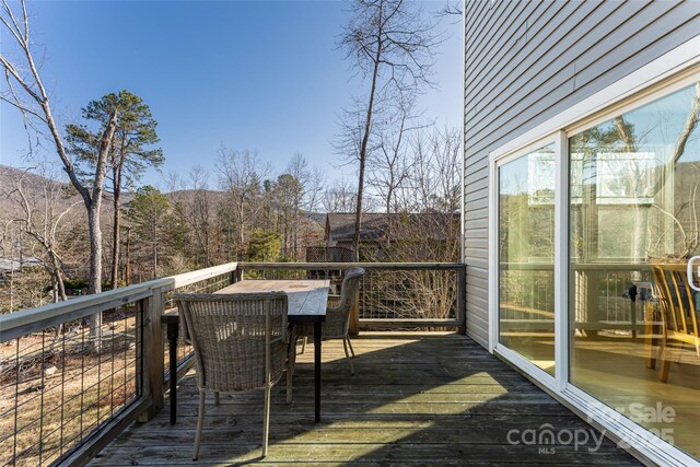 7 Pineview Rd, Fairview, NC 28730 - deck with outdoor dining area and a mountain view