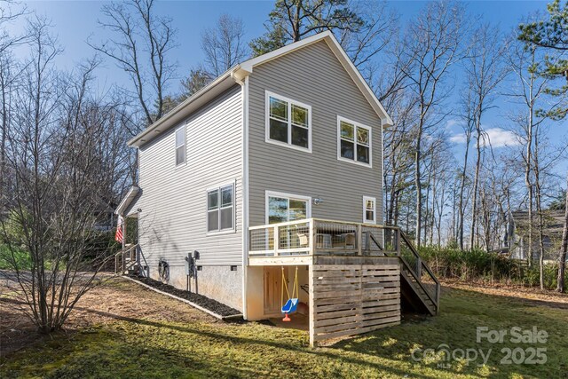 7 Pineview Rd, Fairview, NC 28730 - back of house with stairs, a deck, and a yard