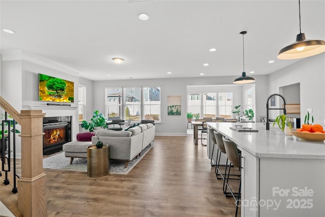 living room featuring hardwood / wood-style flooring